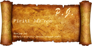 Piriti János névjegykártya